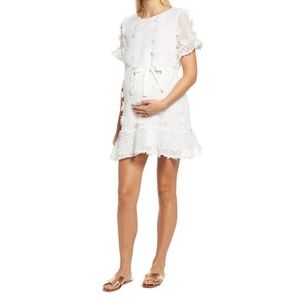 NWT Savi Mom Aurora Embellished Maternity Dress White Large